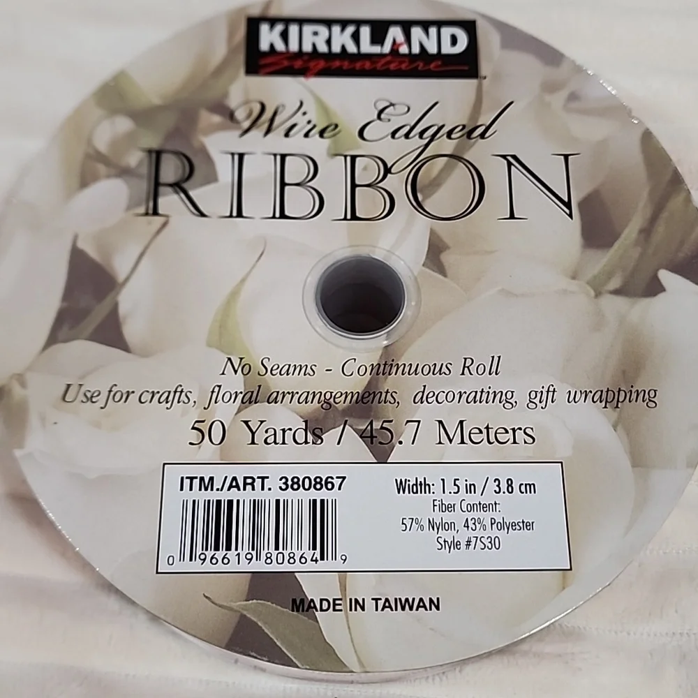 NEW Kirkland Wire-edged Ribbon 1-1/2